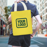 Custom Light Yellow Dark Green Canvas Tote Bag