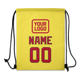 Custom Light Yellow Red Drawstring Bag