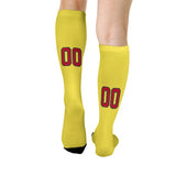 Custom Light Yellow Red Knee-High Sock