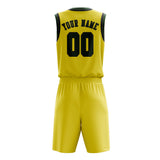 Custom Light Yellow Dark Green Basketball Set