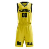 Custom Light Yellow Dark Green Basketball Set