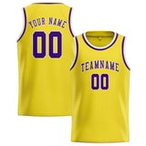 Custom Light Yellow & Purple Colors Design Sports Basketball Jersey