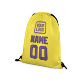 Custom Light Yellow Light Purple Drawstring Bag