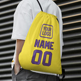 Custom Light Yellow Light Purple Drawstring Bag