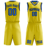 Custom Light Yellow Light Blue Basketball Set