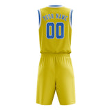 Custom Light Yellow Light Blue Basketball Set