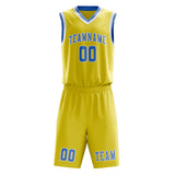 Custom Light Yellow Light Blue Basketball Set