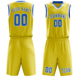 Custom Light Yellow Light Blue Basketball Set