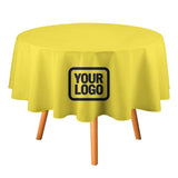 Custom Light Yellow Navy Round Table Cloth