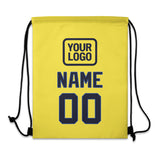 Custom Light Yellow Navy Drawstring Bag