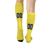 Custom Light Yellow Navy Knee-High Sock