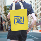 Custom Light Yellow Navy Canvas Tote Bag