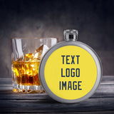 Custom Light Yellow Blue Hip Flask