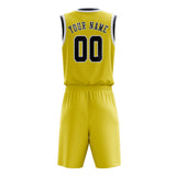 Custom Light Yellow Blue Basketball Set