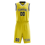 Custom Light Yellow Blue Basketball Set