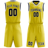 Custom Light Yellow Blue Basketball Set