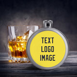 Custom Light Yellow Navy Hip Flask