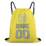 Custom Light Yellow Light Blue Drawstring Bag