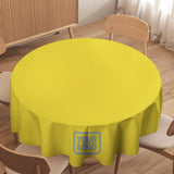 Custom Light Yellow Light Blue Round Table Cloth