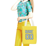Custom Light Yellow Light Blue Canvas Tote Bag