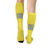 Custom Light Yellow Light Blue Knee-High Sock