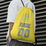 Custom Light Yellow Light Blue Drawstring Bag
