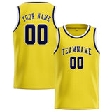 Custom Light Yellow & Navy Colors Design Sports Basketball Jersey