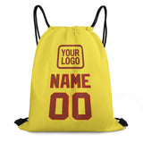 Custom Light Yellow Coral Red Drawstring Bag