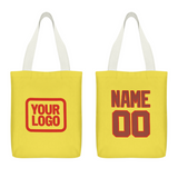 Custom Light Yellow Coral Red Canvas Tote Bag