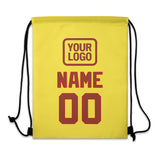 Custom Light Yellow Coral Red Drawstring Bag