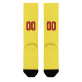 Custom Light Yellow Coral Red Knee-High Sock