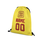 Custom Light Yellow Coral Red Drawstring Bag