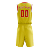 Custom Light Yellow Orange Red Basketball Set