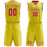 Custom Light Yellow Orange Red Basketball Set