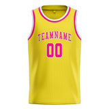Custom Light Yellow & Pink Colors Design Sports Basketball Jersey