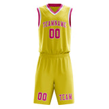 Custom Light Yellow Pink Basketball Set