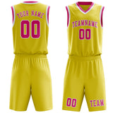 Custom Light Yellow Pink Basketball Set