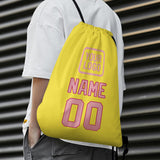 Custom Light Yellow Light Pink Drawstring Bag