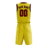 Custom Light Yellow Red Basketball Set