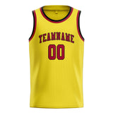 Custom Light Yellow & Red Colors Design Sports Basketball Jersey