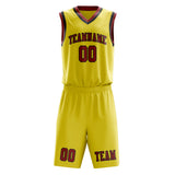 Custom Light Yellow Red Basketball Set