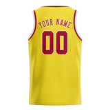 Custom Light Yellow & Red Colors Design Sports Basketball Jersey