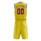 Custom Light Yellow Red Basketball Set