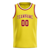 Custom Light Yellow & Red Colors Design Sports Basketball Jersey