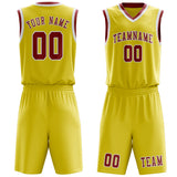 Custom Light Yellow Red Basketball Set