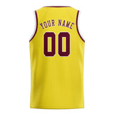 Custom Light Yellow & Crimson Red Colors Design Sports Basketball Jersey