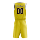 Custom Light Yellow Crimson Red Basketball Set