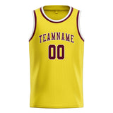 Custom Light Yellow & Crimson Red Colors Design Sports Basketball Jersey