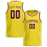 Custom Light Yellow & Crimson Red Colors Design Sports Basketball Jersey