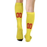 Custom Light Yellow Orange Red Knee-High Sock